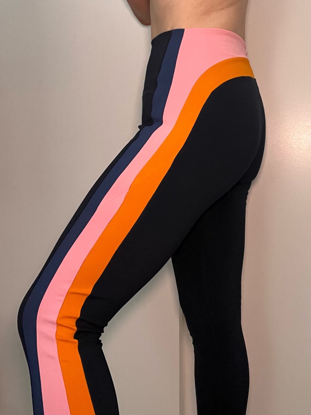 Splits59 S59 Black Pink Orange Colorblock Leggings M